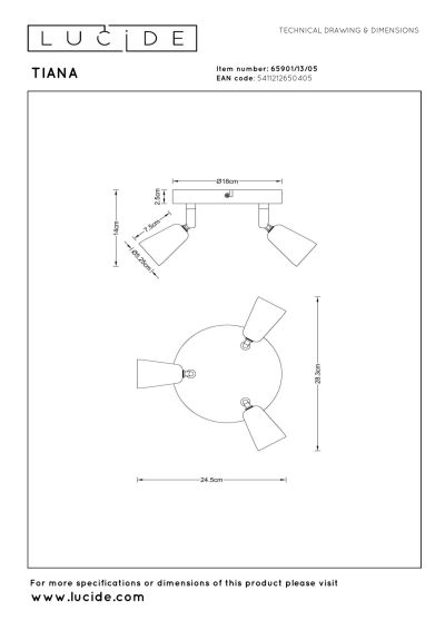 Lucide TIANA - Ceiling spotlight - 3xGU10 - Champagne Color